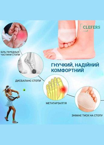 Силиконовая подушечка вкладыш, бандаж под плюсну от натоптышей F9-057, комплект 2 шт - С дырочками от запотевания (581743) Clefers (301872374)