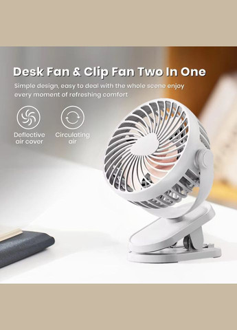 Акумуляторний вентилятор K6 з прищіпкою, White VHG (334305229)