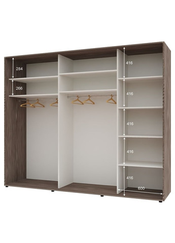 Шкаф-купе трехдверный Комфорт Мебель 270*60*220 см Трюфель 3 двери Зеркало Стандарт Комфорт Меблі (360433891)