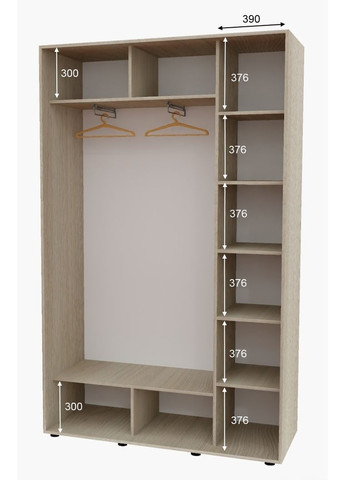 Шафа-купе дводверна 160*45*250 Дуб Шамони світлий ДСП/Дзеркало з піскострумним малюнком Алекса (360460410)