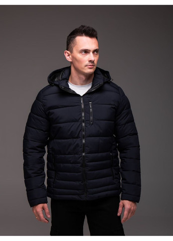 Темно-синя демісезонна утеплена куртка з капюшоном Vakko