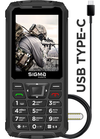 Мобильный телефон Black (4827798122419) Sigma mobile X-treme PR68 Type-C (319534647)