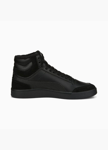Черные демисезонные кроссовки мужские shuffle mid fur sneakers black 387609-01 Puma