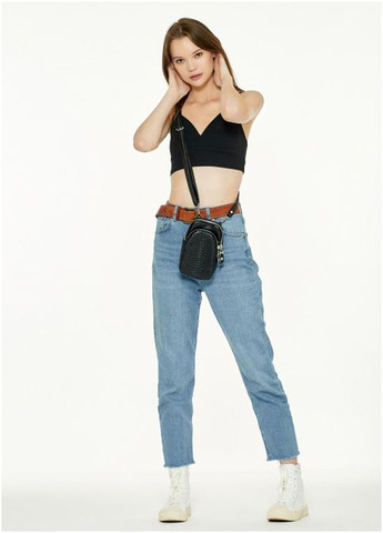 Жіноча сумка для телефону з екошкіри Чорна з принтом крокодила (960019311) Sambag (361244792)