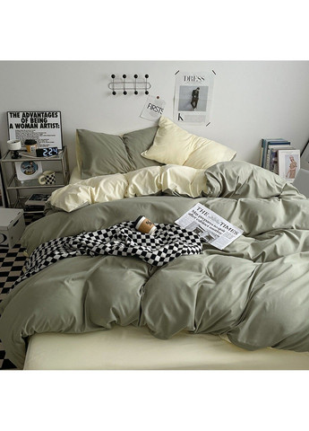 Постельное белье двуспальное из вареного хлопка оливкового цвета. No Brand (366964656)