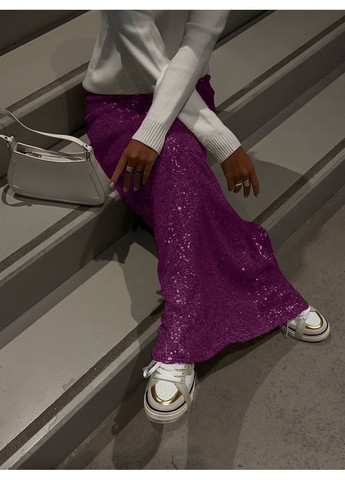 Фиолетовая праздничный женская юбка макси с пайетками MonCher