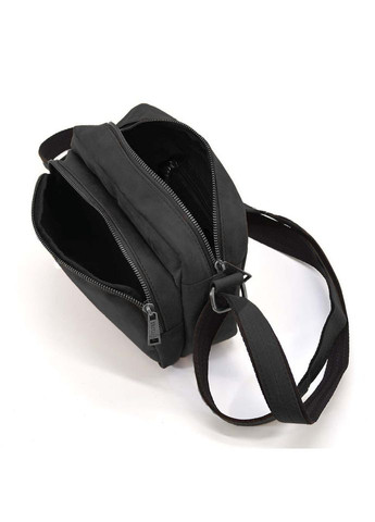 Чоловіча шкіряна сумка через плече крос-боді на 2 відділи з натуральної шкіри чорна 23*16*11 см TARWA (332005693)