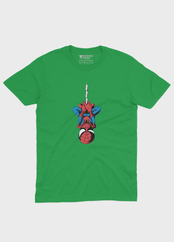 Зелена демісезонна футболка для хлопчика з принтом супергероя - людина-павук (ts001-1-keg-006-014-085-b) Modno