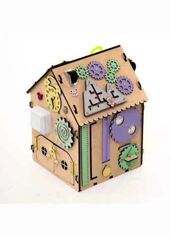 Бізібудинок бізікуб ігровий розвиваючий для дітей дерев'яний Натуральний 35х25х25 Handmade 213-001-0015 (345646813)