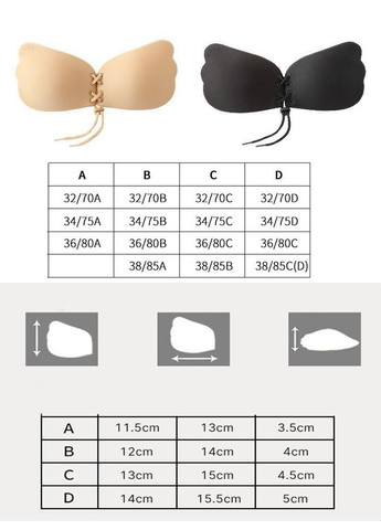 Чёрный многоразовый силиконовый бюстгальтер невидимка fly bra invisible удобный поддерживающий лифчик размер 85в No Brand без косточек спандекс, силикон