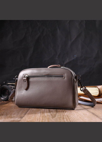 Сумка-клатч у стильному дизайні з натуральної шкіри сіра 19х12х7 см 22099 Vintage (329197870)