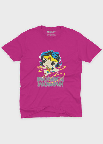 Розовая демисезонная футболка для мальчика с принтом супергероя - чудо-женщина (ts001-1-fuxj-006-006-005-b) Modno