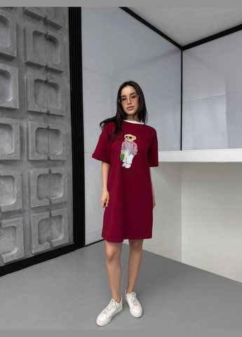 Бордова повсякденний жіноча сукня-футболка Україна мультикам