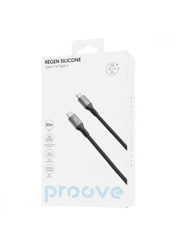 Кабель ReGen Silicone Type-C to Type-C 60W (2m) black Proove (397308047)
