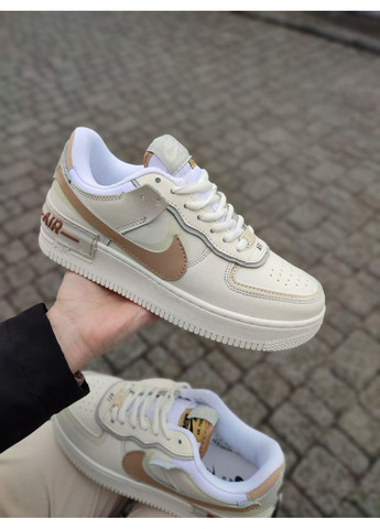 КРОСІВКИ ЖІНОЧІ NIKE AIR FORCE 1 SHADOW BEIGE BROWN НАЙК АІР ФОРС 1 ПРЕМІУМ No Brand бежеві демісезони (368862194)