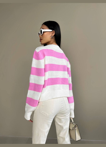 Женский свитер с V-образным вырезом цвет молочный-розовый р.42/46 432194 New Trend (285711098)