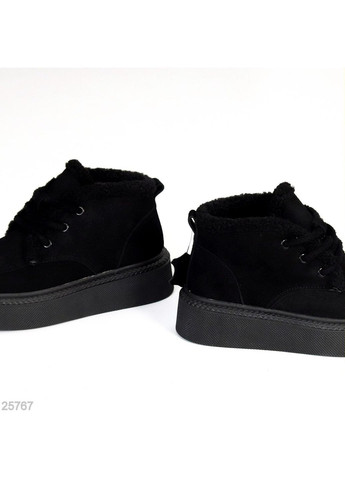 Жіночі зимові черевики Maline, чорні, натуральна замша, на платформі з екохутром No Brand (366079967)