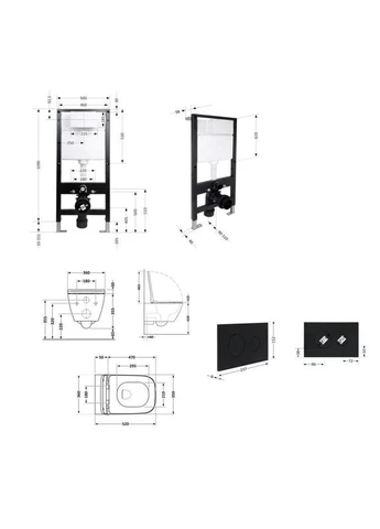 Готовое решение для ванной комнаты: подвесной унитаз Crow Rimless 520x360x290 + комплект инсталляции Standard (круглая клавиша) Qtap (400787534)