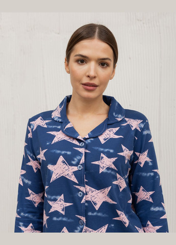 Темно-синя жіноча темно-синя піжама на ґудзиках Nicoletta