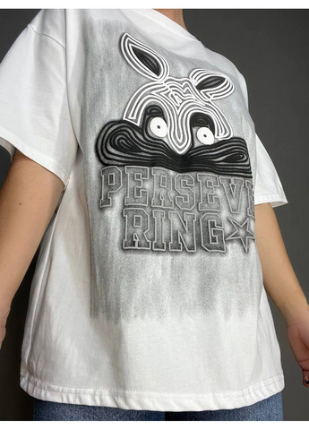 Футболка жіноча YIGOU 23 напис малюнок кролик оверсайз подовжена one size No Brand - (319627282)