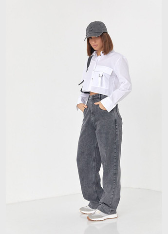 Укорочена жіноча сорочка з накладною кишенею Liton (296658593)