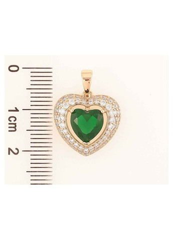 Кулон Позолота 18K «Сердечко с зеленым фианитом и инкрустацией цирконием» для цепочки до 5мм (262335) Xuping Jewelry (363327583)