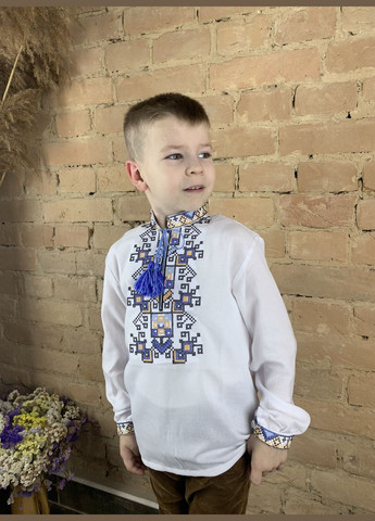 Белая детская вышиванка для мальчика дерево жизни НоКо хлопок (305695300)
