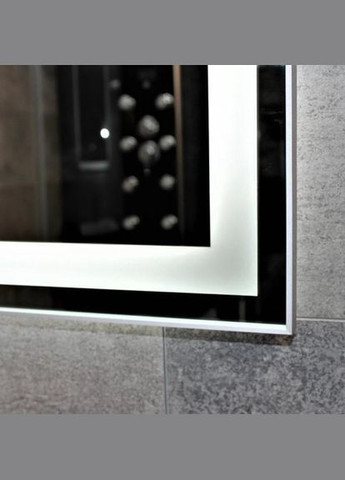 Дзеркало LED DE-M0061S1 Silver 100*75см сенсорне включення + підігрів+ годинник/темп Dusel (316720369)