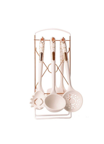 Набор кухонных принадлежностей 6 штук на подставке, мрамор TS Kitchen (328440882)