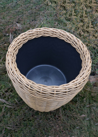 Кашпо высокое 16 литров (горшок для цветов и растений),Вазон из искусственного ротанга ручной работы. Цвет Светлое дерево Handmade (329193730)