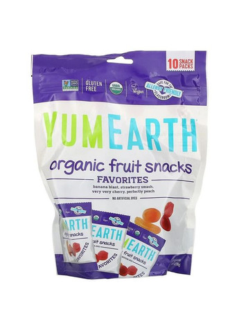 Фруктовые закуски органического происхождения оригинальные веганские конфеты 10 пакетов 19,8 г каждый YumEarth (268234827)