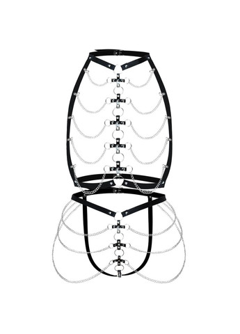 Набор портупея + трусики из кожи с цепочками Art of Sex - Cross, размер L-2XL, цвет черный No Brand (303894219)