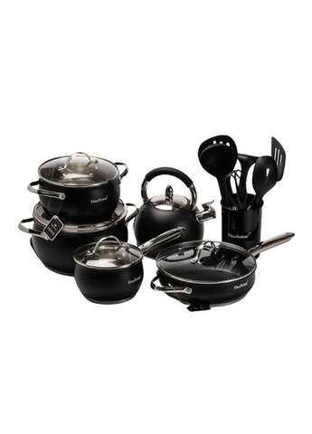 Набір посуду для приготування з нержавіючої сталі 12 предметів, чорний HP33548 Yiwu (306849814)