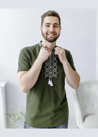 Хакі чоловіча футболка вишиванка зорепад Galychanka (300358733)