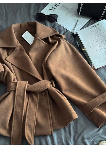 Коричневе демісезонне Жіноче пальто вкорочене No Brand