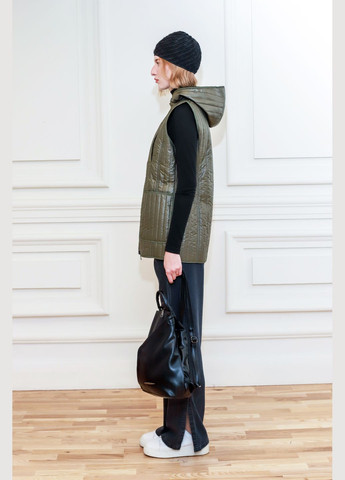 Оливкова стьобана жилетка з капюшоном Альфреда Dolcedonna (307183076)