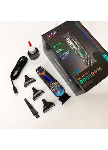 Тример акумуляторний для стрижки V-260 RED, 3 насадки, LED дисплей VGR (364665569)