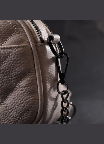 Жіноча стьобана сумка з м'якої натуральної шкіри біла 22326 Vintage (329198759)