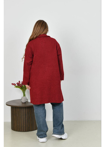 Бордовое демисезонное Женское баранье пальто на флис бордового цвета 34956 Fashion