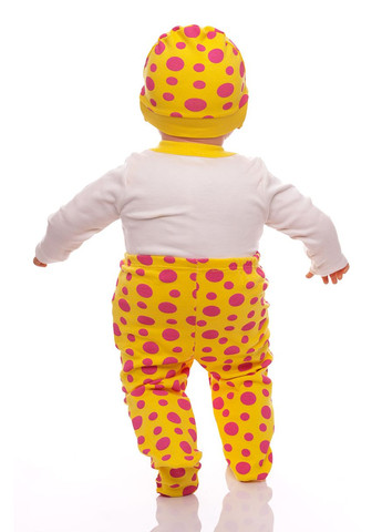 Білий демісезонний комплект боді, повзунки та шапка трикотажний смайлик жовтий 62 см (32982) Murat baby