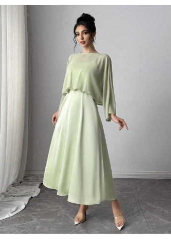 Зеленое платье SHEIN однотонное
