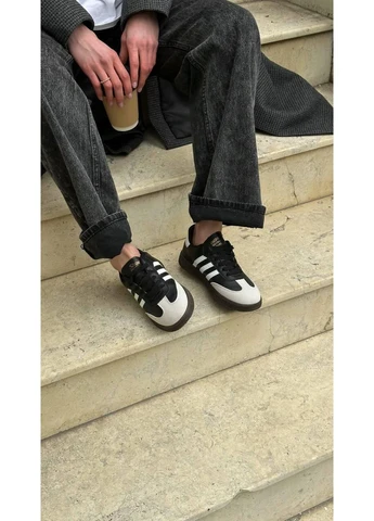 Черные летние кроссовки adidas samba black beige адидас самба No Brand