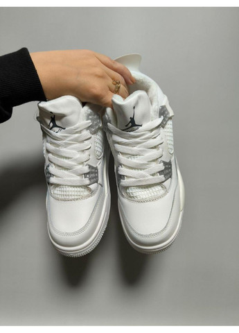 Белые зимние кроссовки мужские nike air jordan 4 retro white fur найк аир джордан No Brand