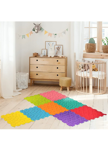 Масажний ортопедичний оздоровчий килимок з квадратних пазлів 8 елементів ПВХ для дітей (480667-Prob) Unbranded (340154249)