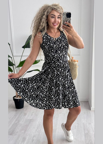 Чорна повсякденний, кежуал жіноча сукня повсякденна а-силует Style Point з квітковим принтом