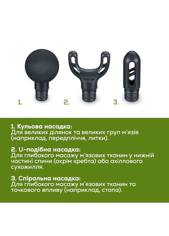 Масажер для тіла, літій- іонний акум., вага - 0,49кг, 3 насадки, чорний Beurer (362212991)