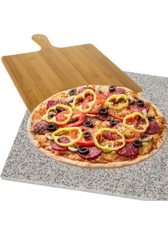 Комплект набор плита камень гранитный шамотный для выпекания пиццы с бамбуковой доской 38х36х2 см (478099-Prob) Unbranded (302569003)