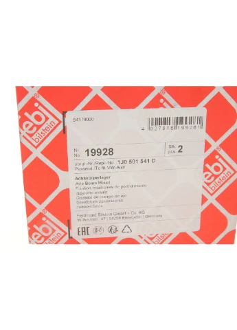 Сайлентблок балки SKODA OCTAVIA, VW BORA, GOLF (00-05) задн. вот (пр-во Febi) 19928 Febi Bilstein (366168334)