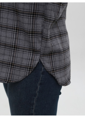 Сорочка жіноча в клітинку сіра тонка Cracpot Вільний (361855972)