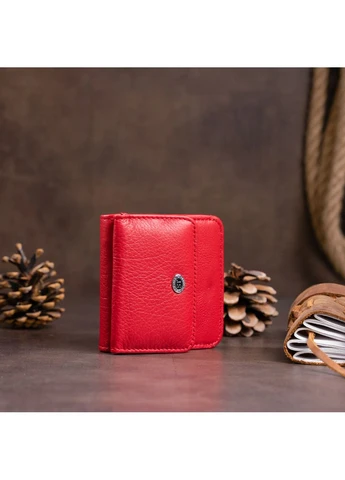 Маленький гаманець на кнопці жіночий Червоний 9,5х9х1 см st leather (391295340)